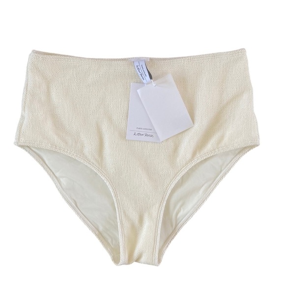 & Other Stories High Waisted Textured Bikini Bottom Cream NWT - Picture 5 of 5